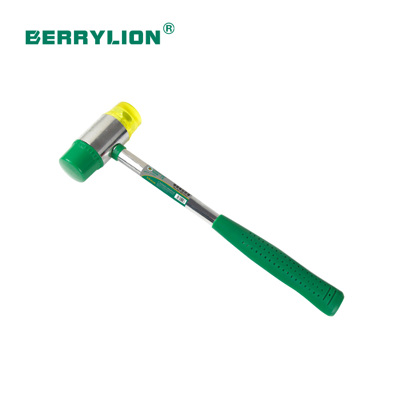 Steel handle rubber hammer