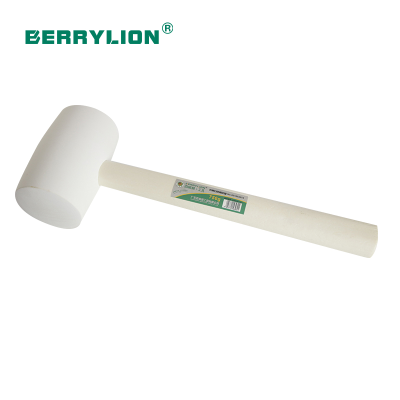 Wooden handle white rubber hammer