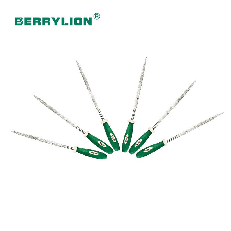 6pcs Dual colors plastic handle file set（Triangle file）