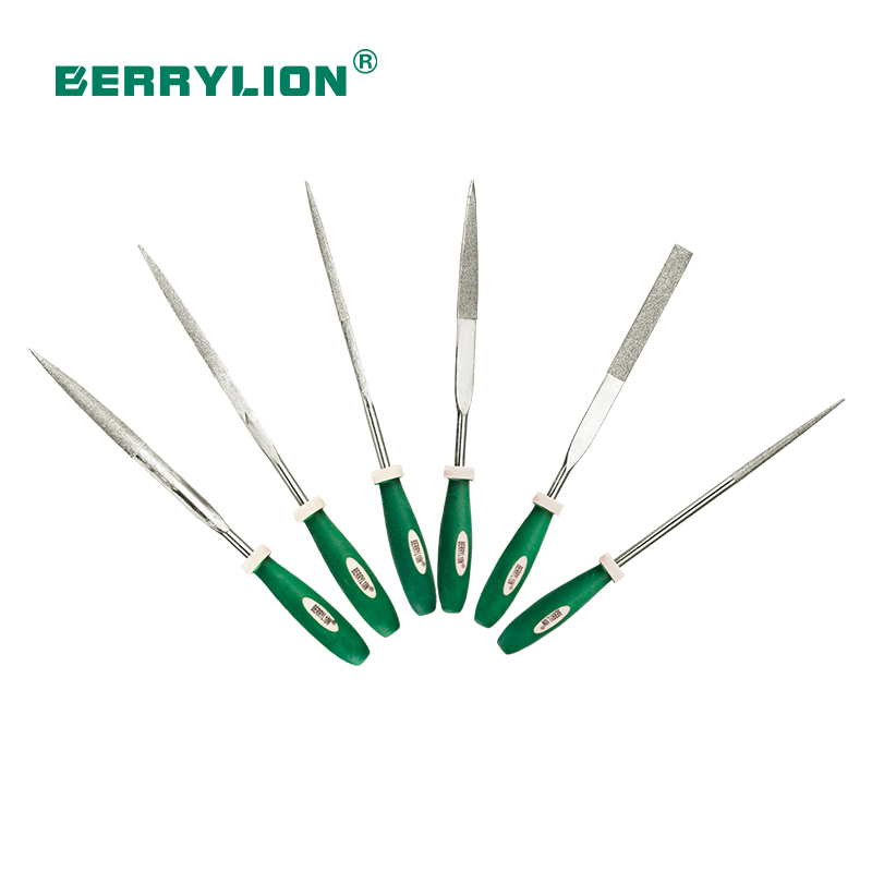 6pcs Dual colors plastic handle file set Mix